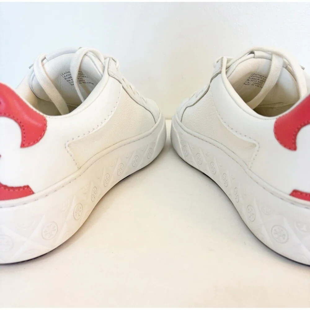 Tory Burch Ladybug Leather Sneakers Trainer Purity Coral Crush US 8